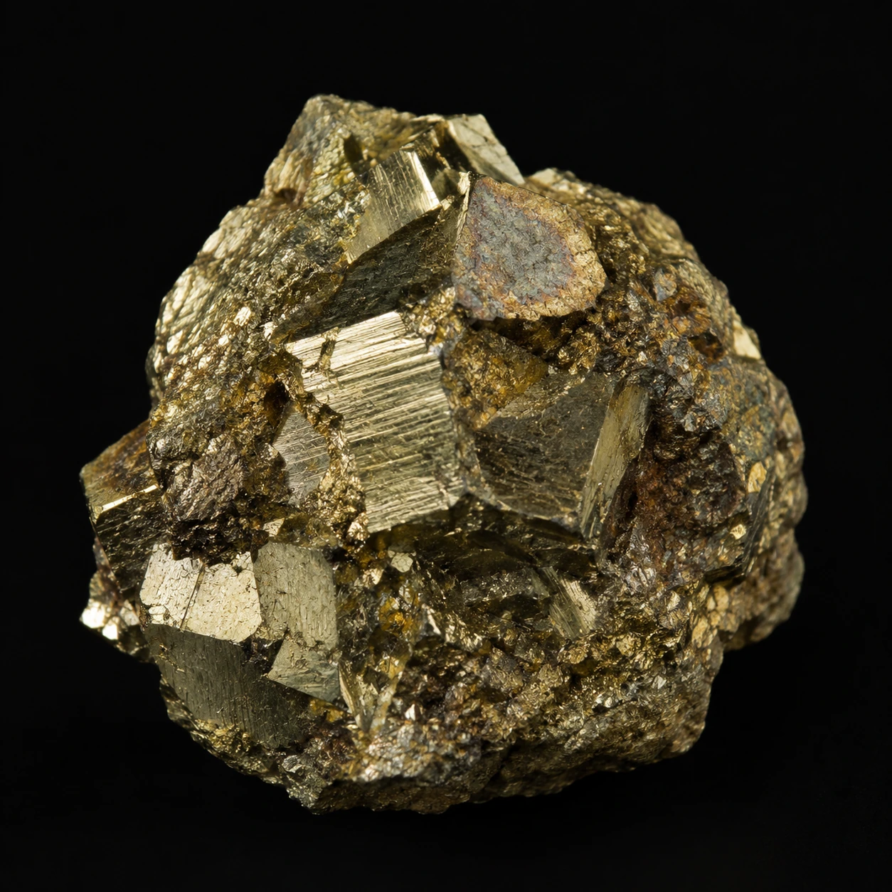 A naturally textured metallic mineral specimen.